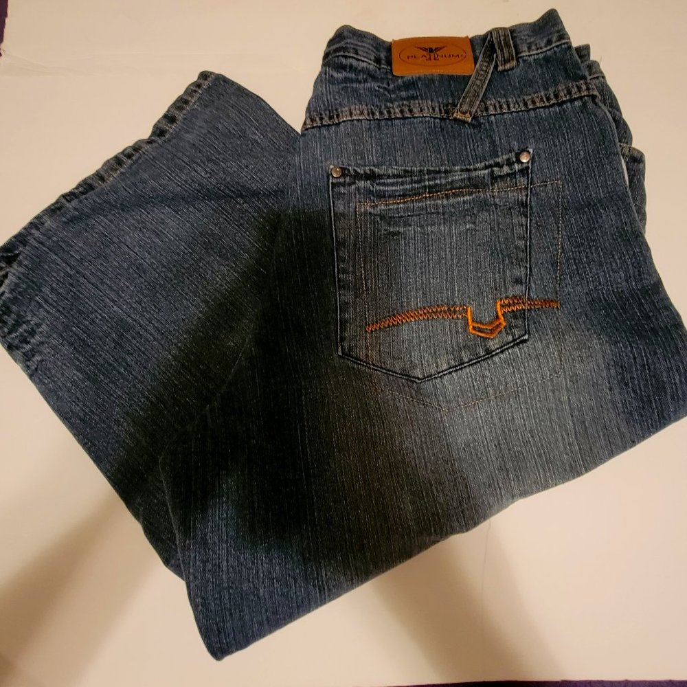 Platinum Men's Denim Jean Shorts LONG Back to School 38" waist 34" long